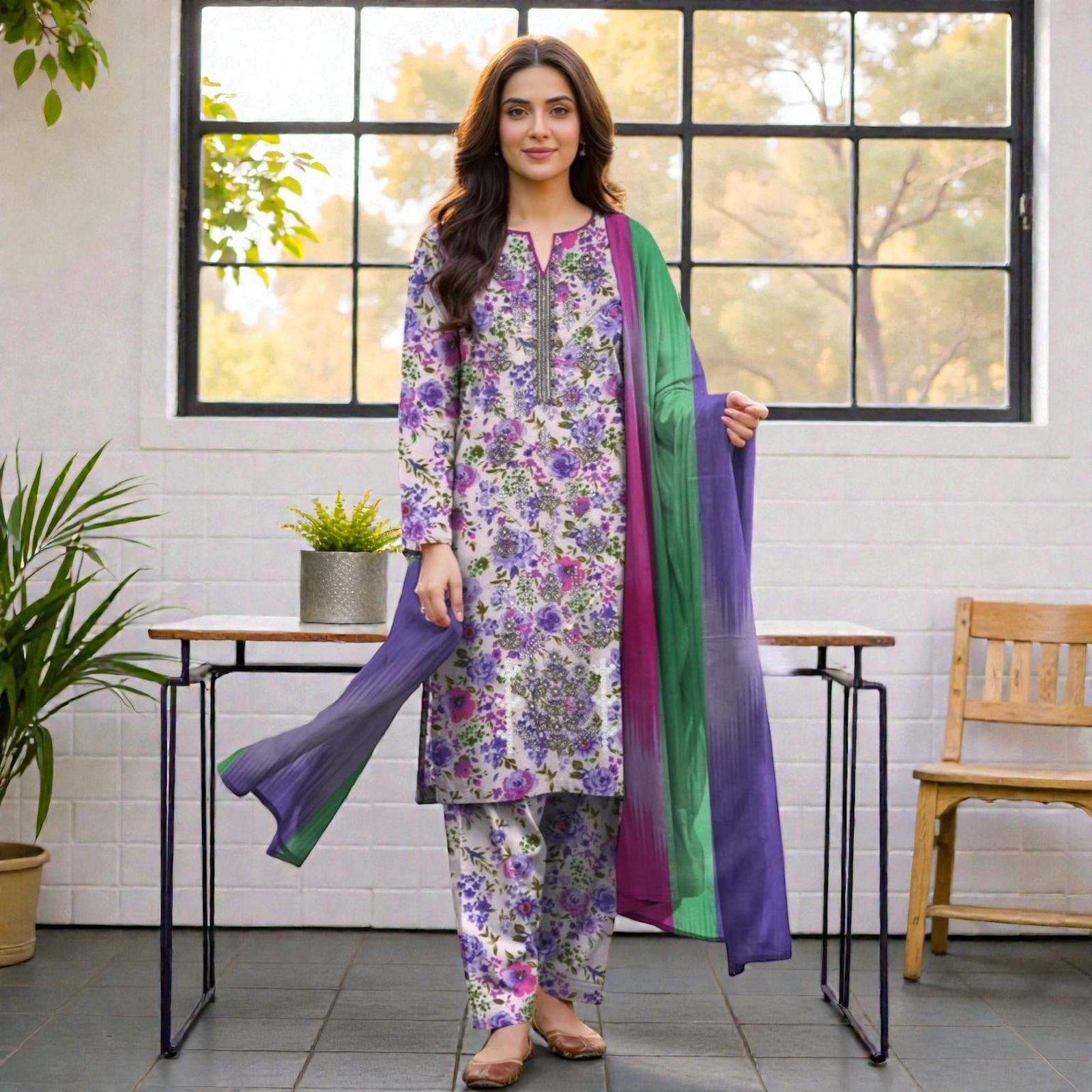 3 Piece Lawn Suit (Kameez, Trouser & Dupatta)