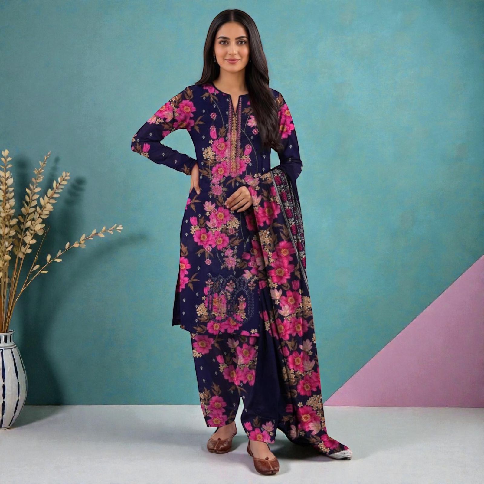 3 Piece Lawn Suit (Kameez, Trouser & Dupatta)