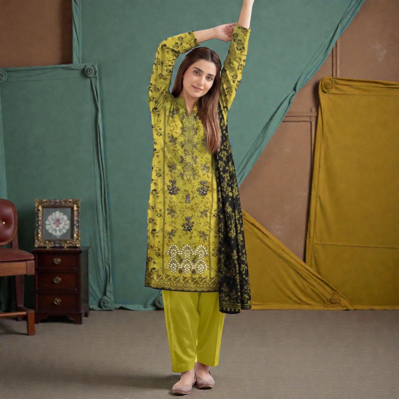 3 Piece Lawn Suit (Kameez, Trouser & Dupatta)