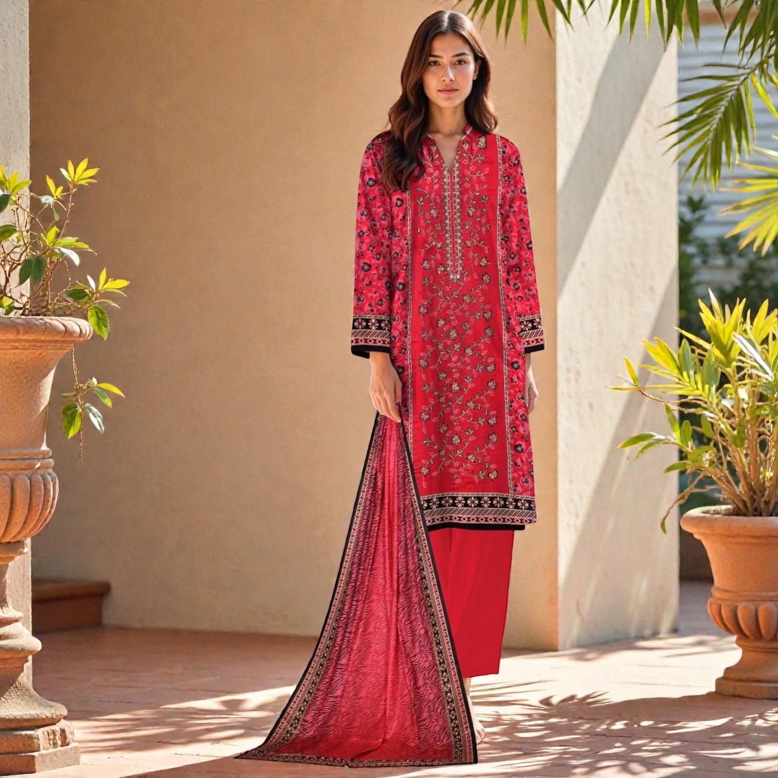3 Piece Lawn Suit (Kameez, Trouser & Dupatta)