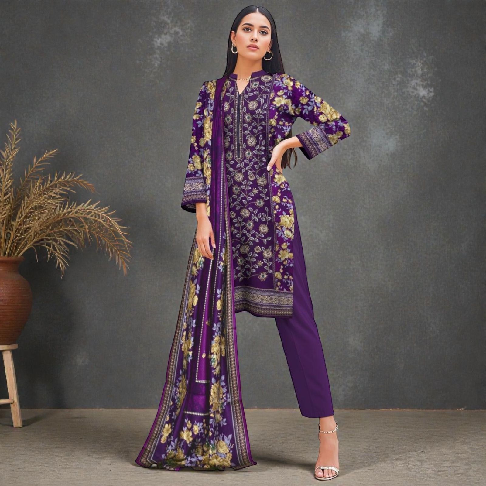 3 Piece Lawn Suit (Kameez, Trouser & Dupatta)