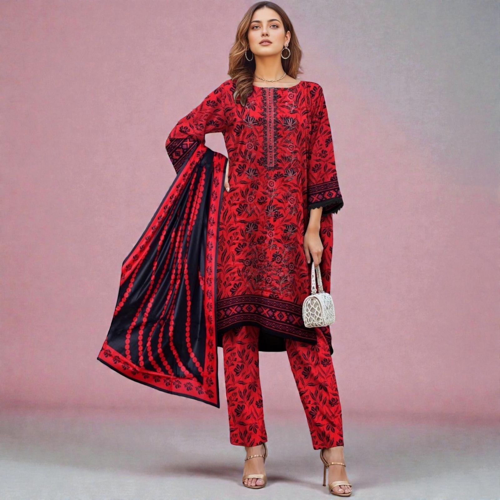 3 Piece Lawn Suit (Kameez, Trouser & Dupatta)