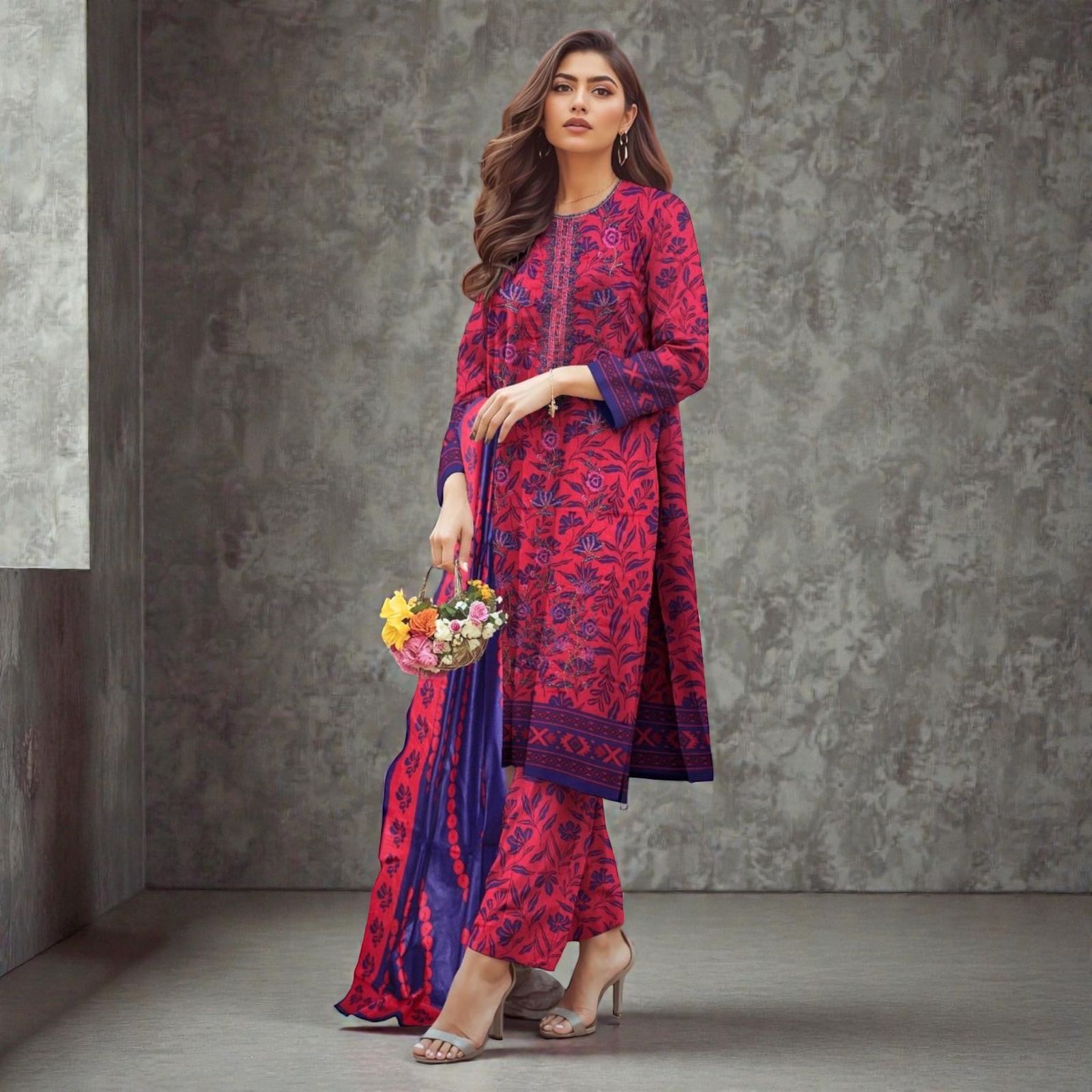 3 Piece Lawn Suit (Kameez, Trouser & Dupatta)