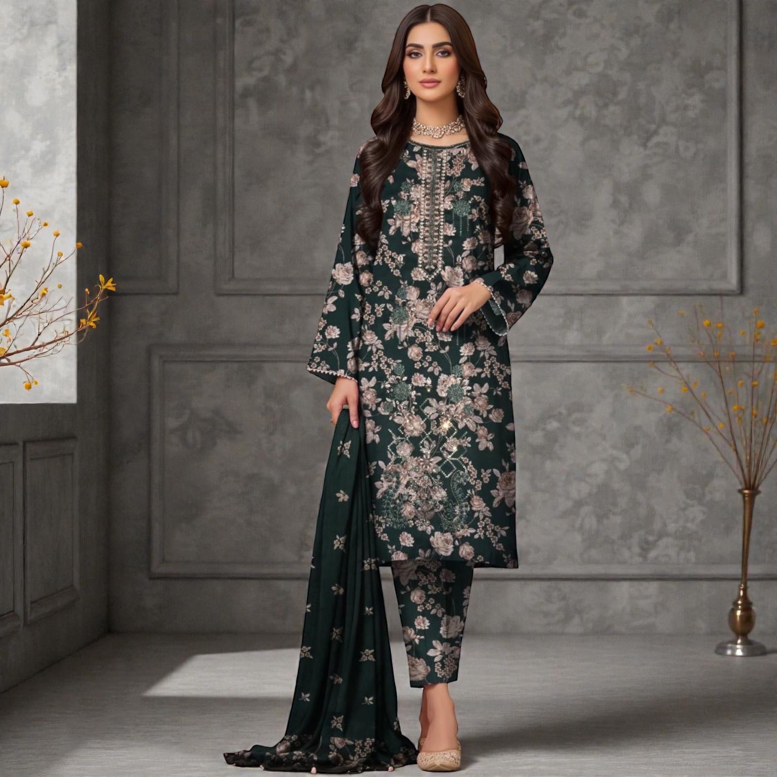 3 Piece Lawn Suit (Kameez, Trouser & Dupatta)