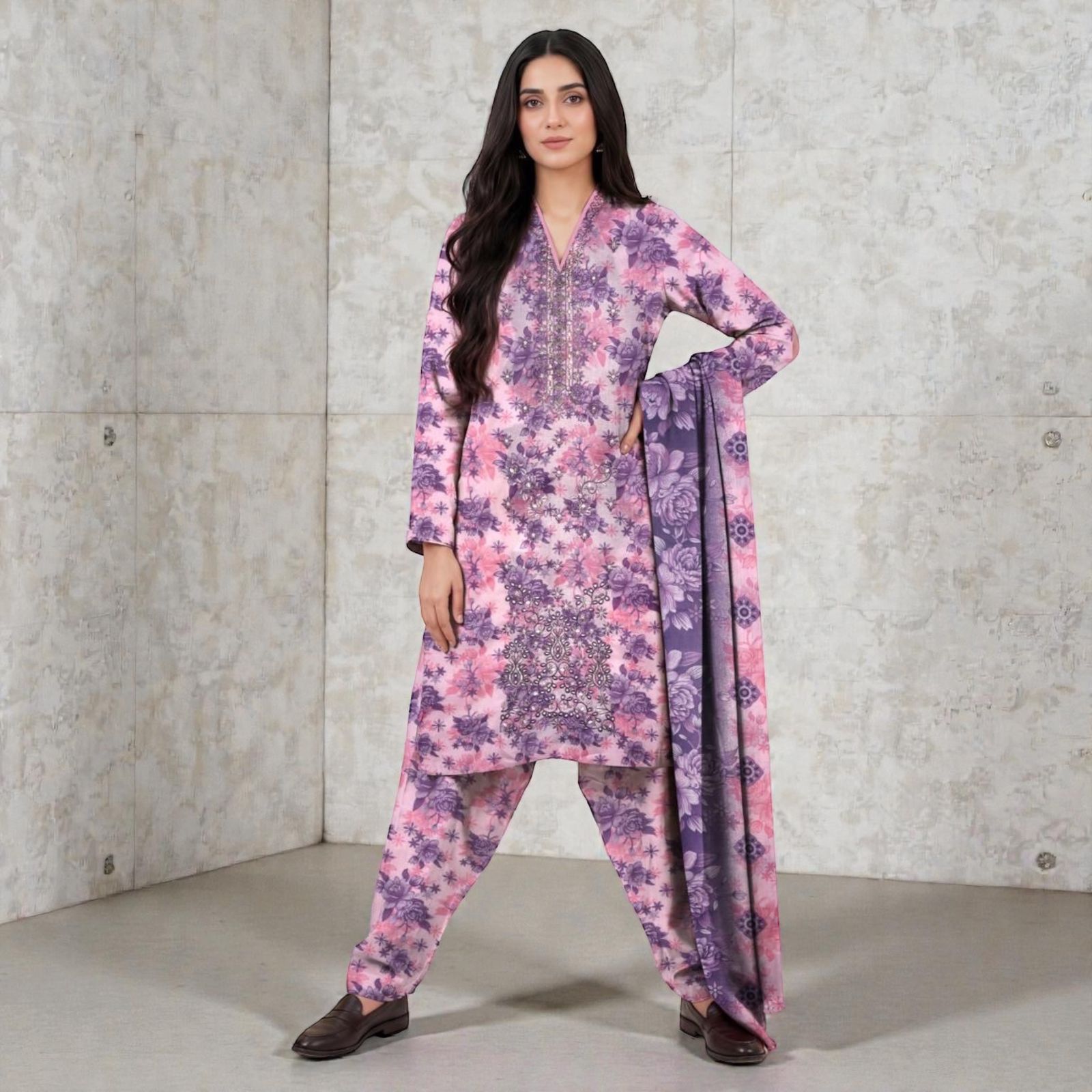 3 Piece Lawn Suit (Kameez, Trouser & Dupatta)