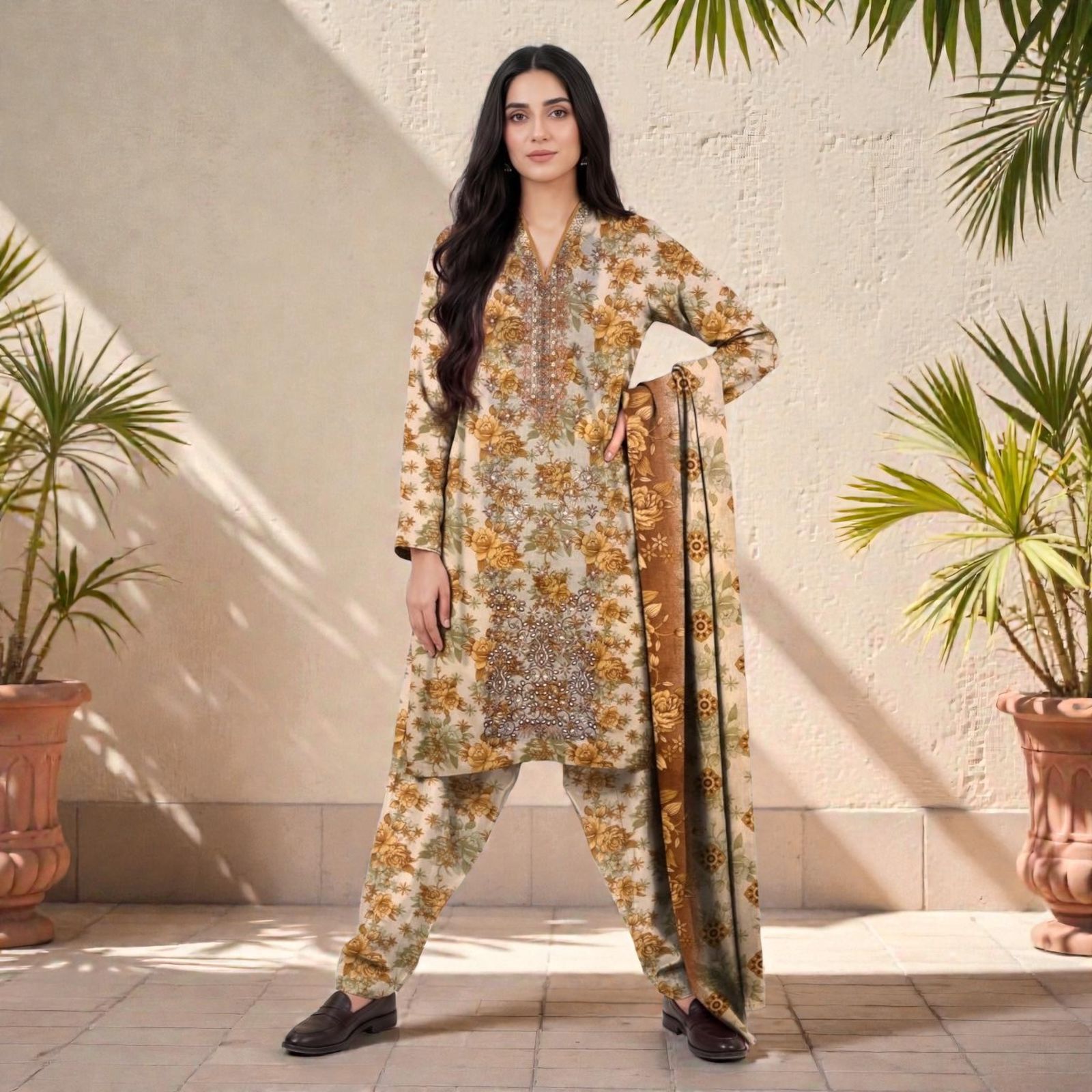 3 Piece Lawn Suit (Kameez, Trouser & Dupatta)