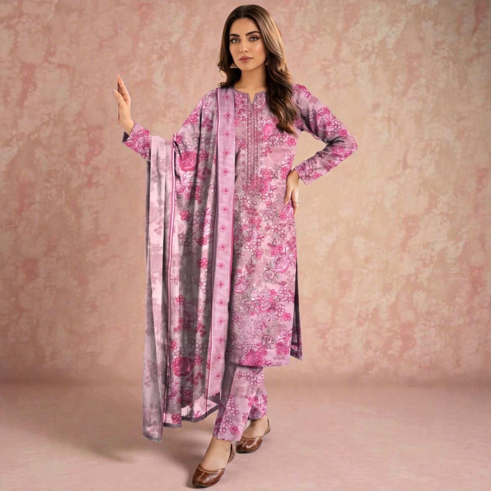 3 Piece Lawn Suit (Kameez, Trouser & Dupatta)