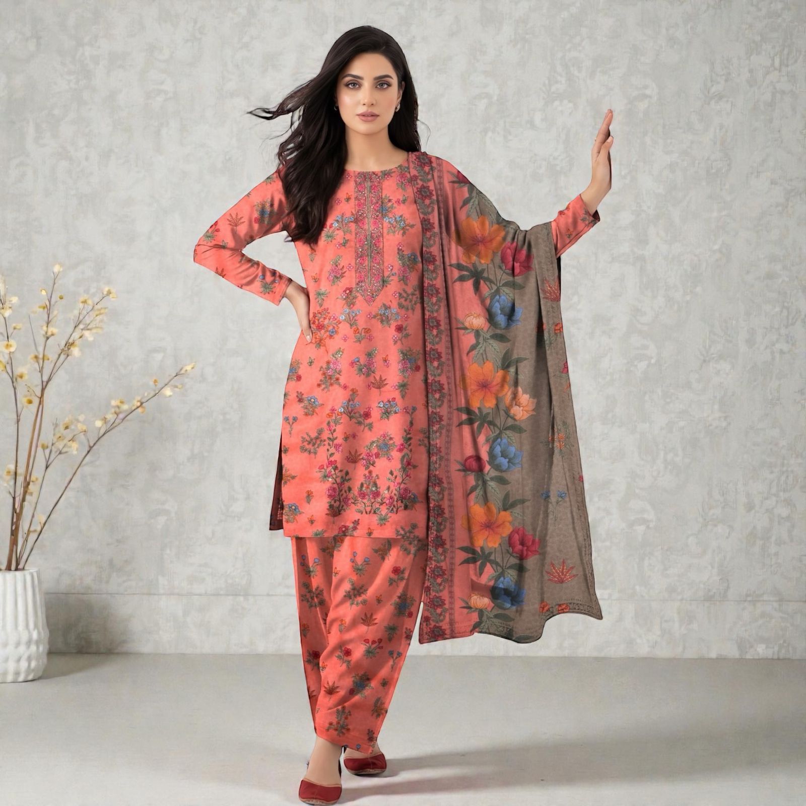 3 Piece Lawn Suit (Kameez, Trouser & Dupatta)