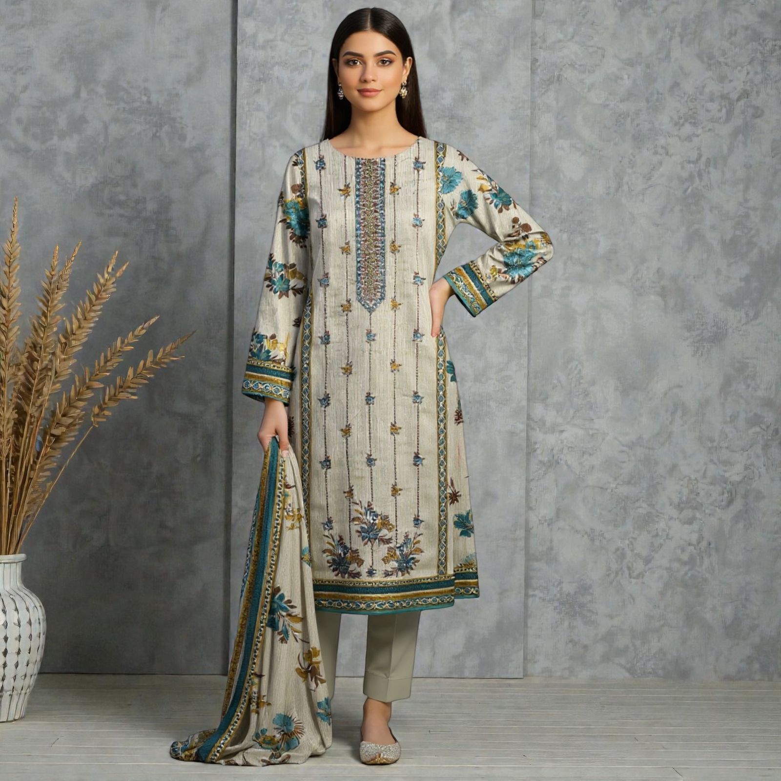 3 Piece Lawn Suit (Kameez, Trouser & Dupatta)