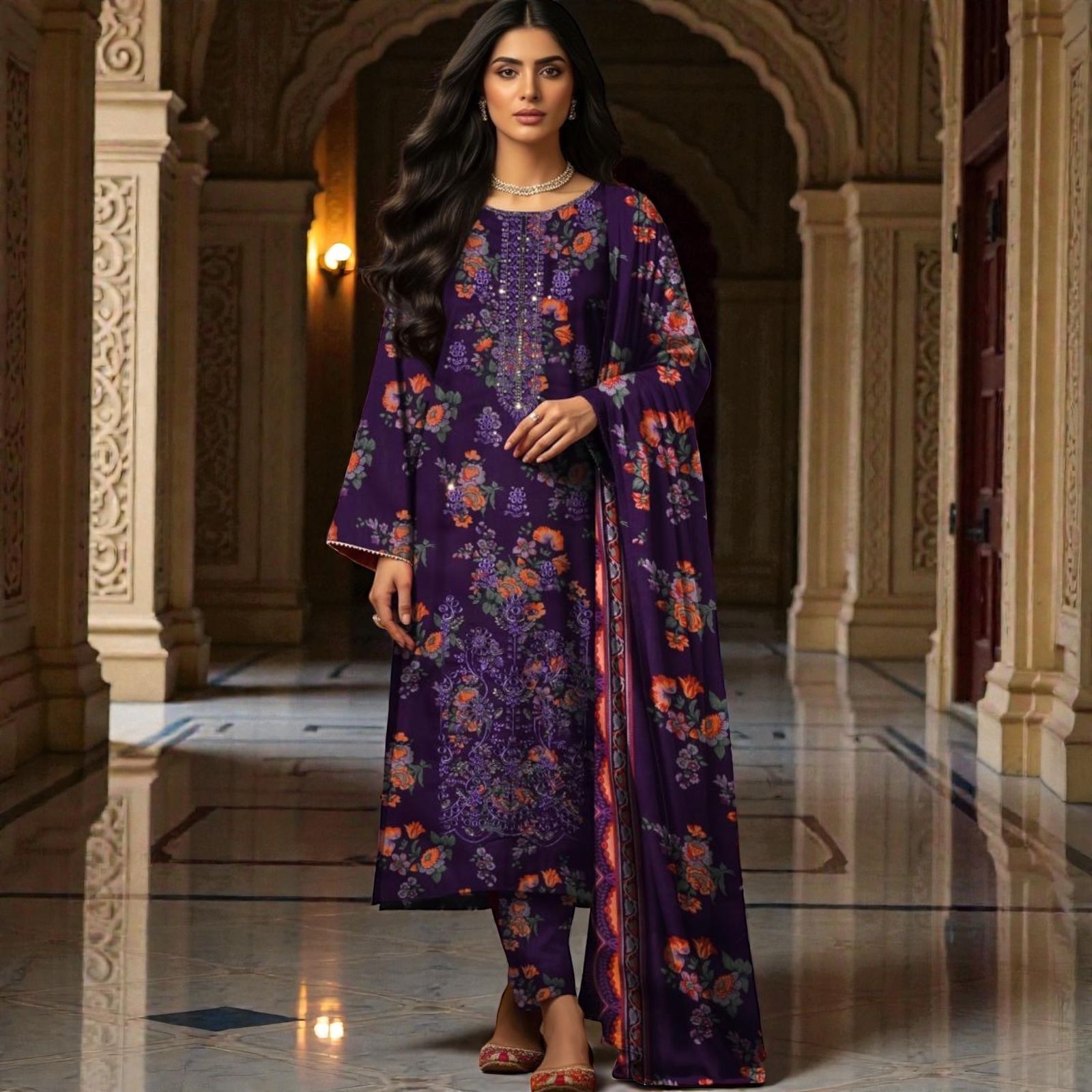 3 Piece Lawn Suit (Kameez, Trouser & Dupatta)