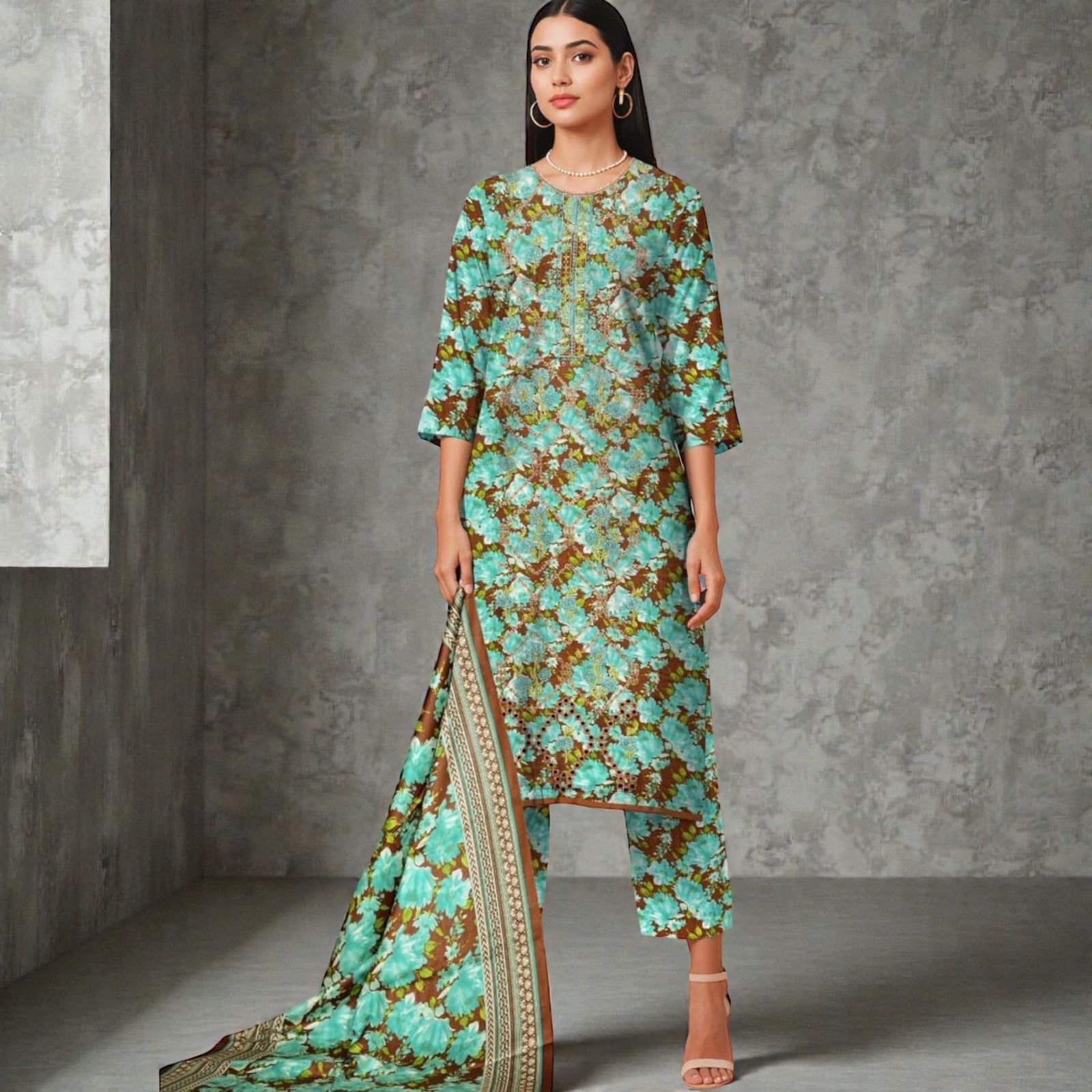 3 Piece Lawn Suit (Kameez, Trouser & Dupatta)