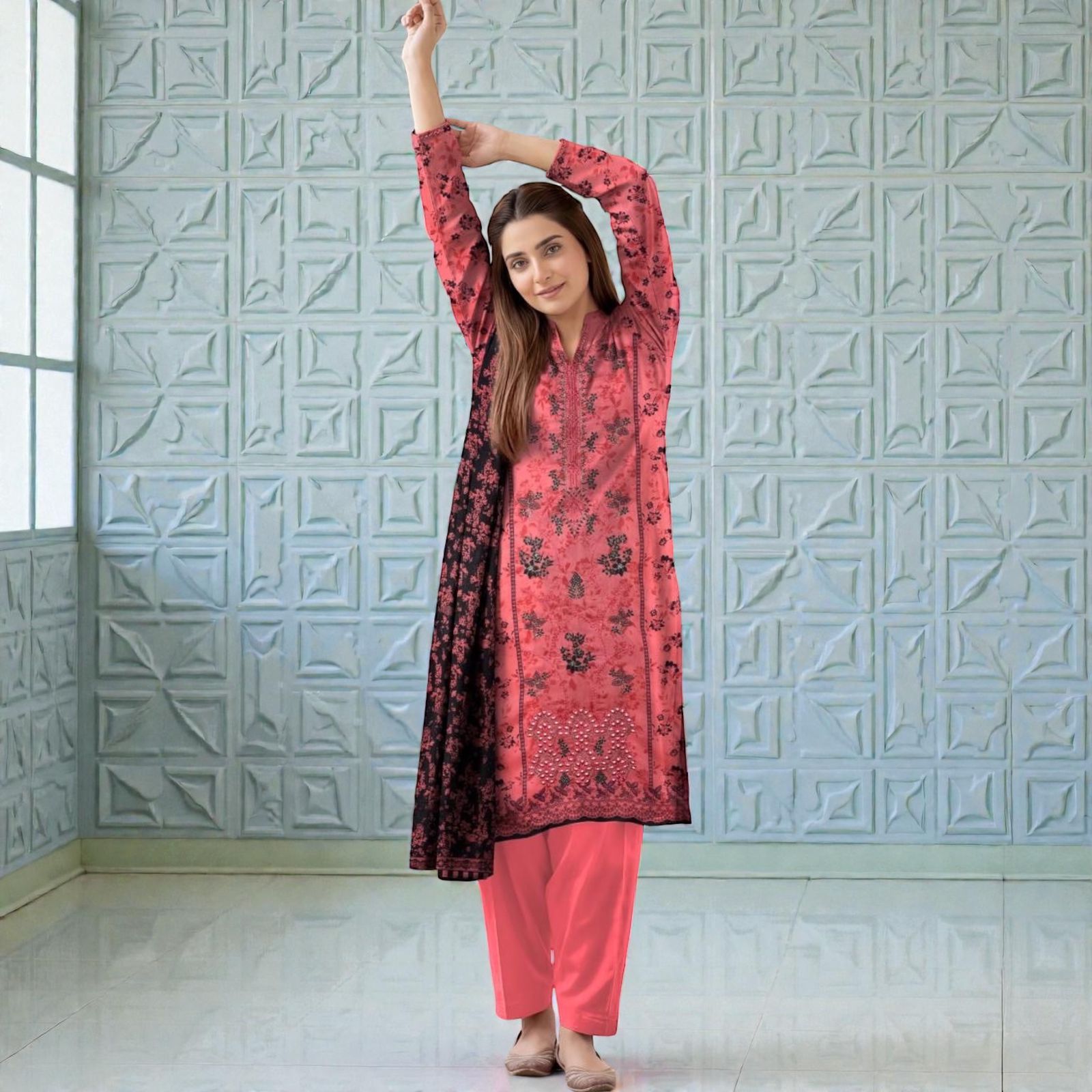 3 Piece Lawn Suit (Kameez, Trouser & Dupatta)