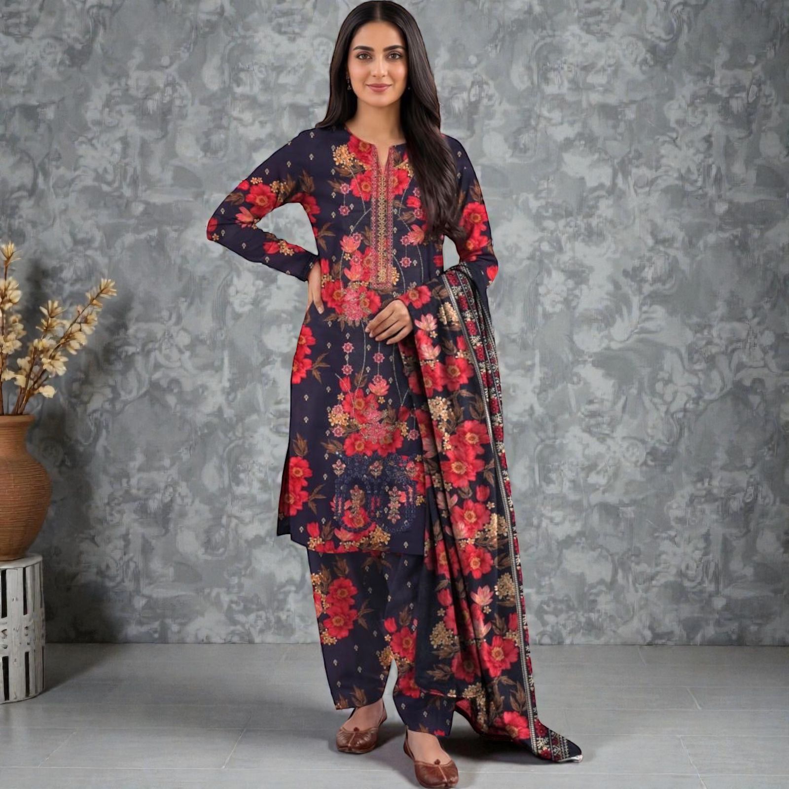 3 Piece Lawn Suit (Kameez, Trouser & Dupatta)