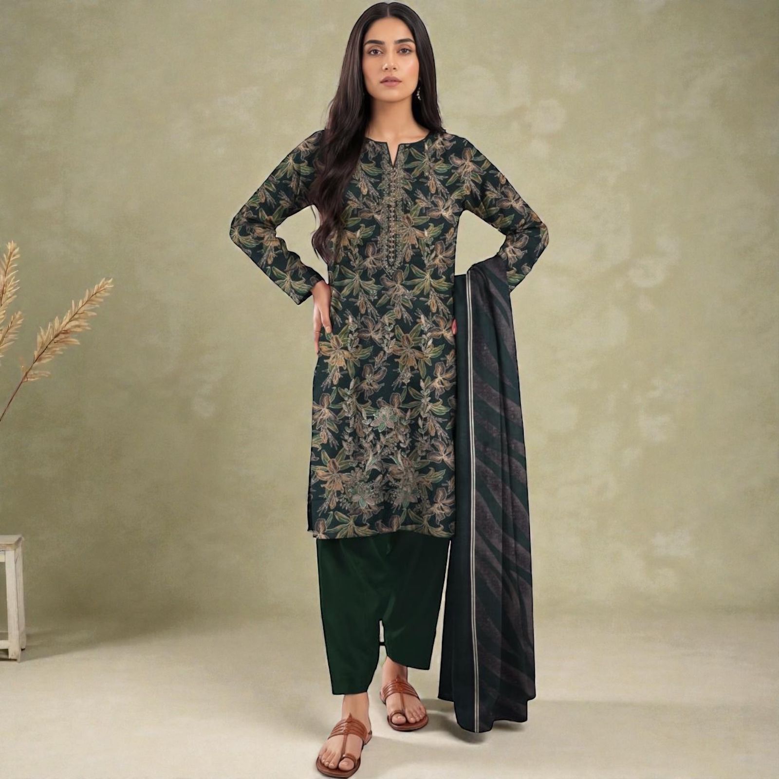 3 Piece Lawn Suit (Kameez, Trouser & Dupatta)