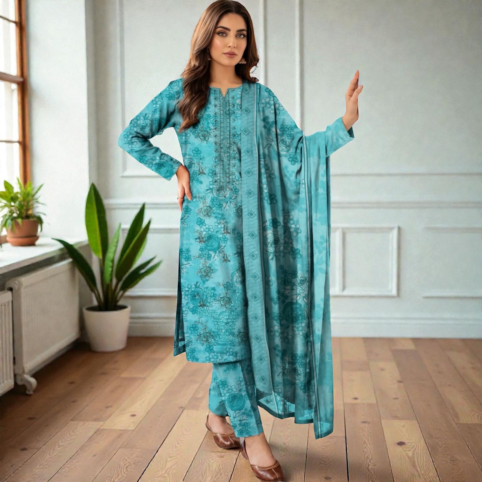 3 Piece Lawn Suit (Kameez, Trouser & Dupatta)