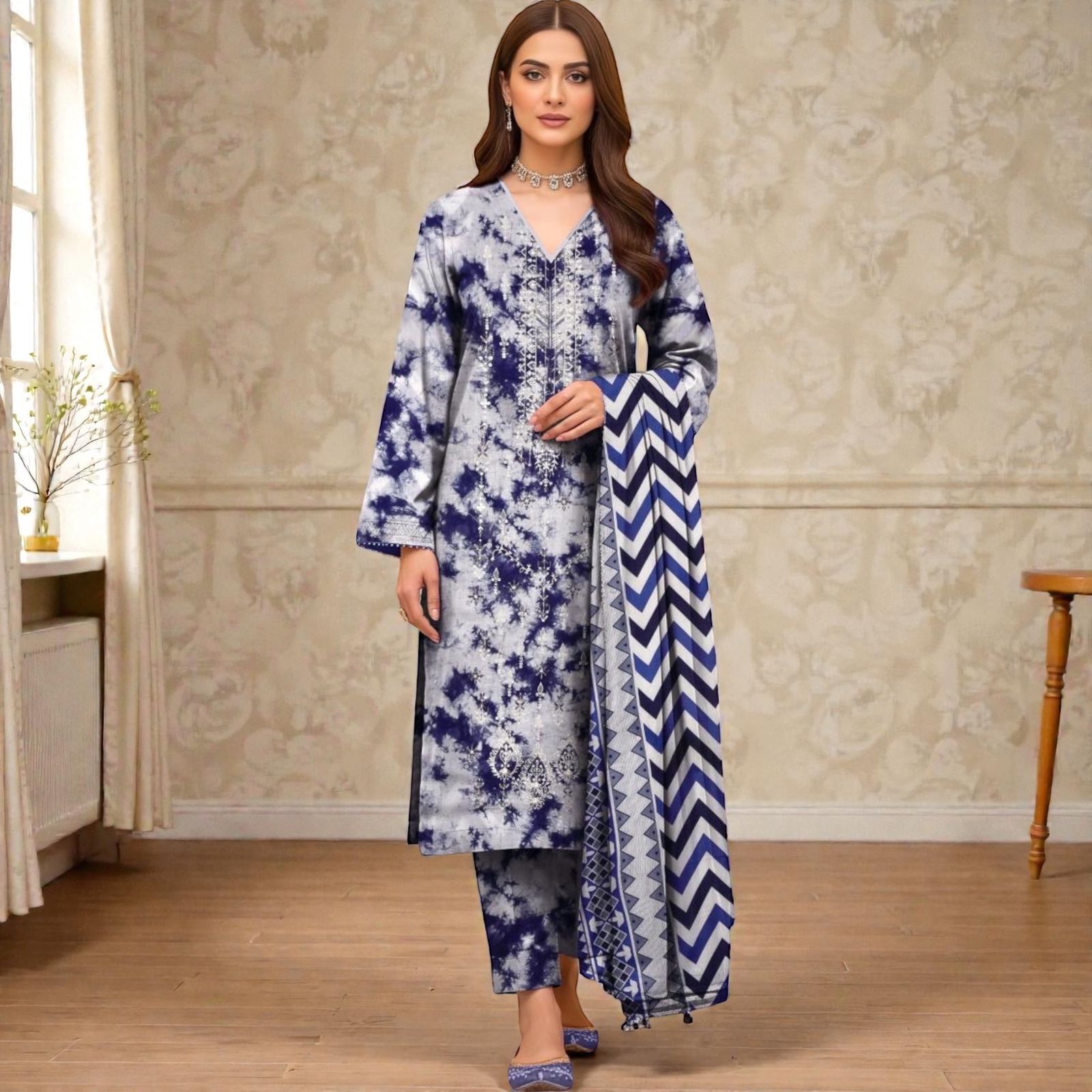 3 Piece Lawn Suit (Kameez, Trouser & Dupatta)