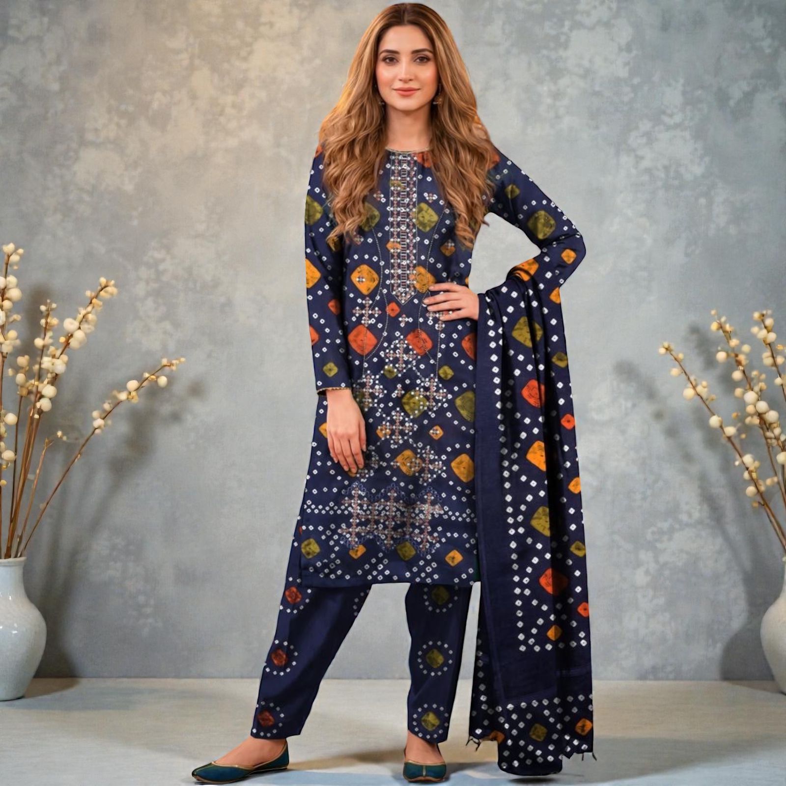 3 Piece Lawn Suit (Kameez, Trouser & Dupatta)