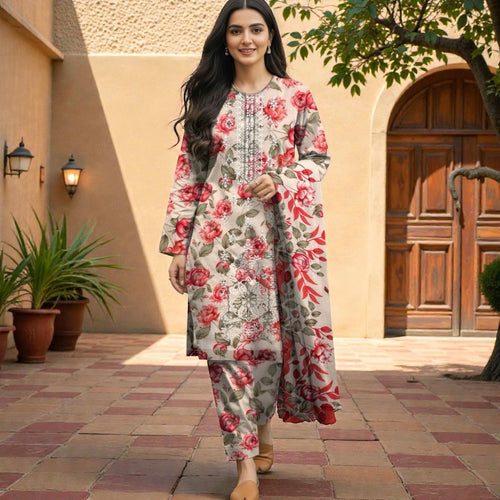 3 Piece Lawn Suit (Kameez, Trouser & Dupatta)