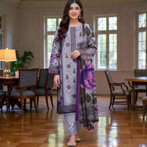 3 Piece Lawn Suit (Kameez, Trouser & Dupatta)