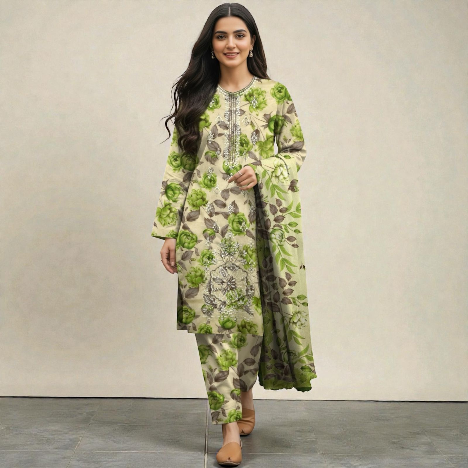 3 Piece Lawn Suit (Kameez, Trouser & Dupatta)