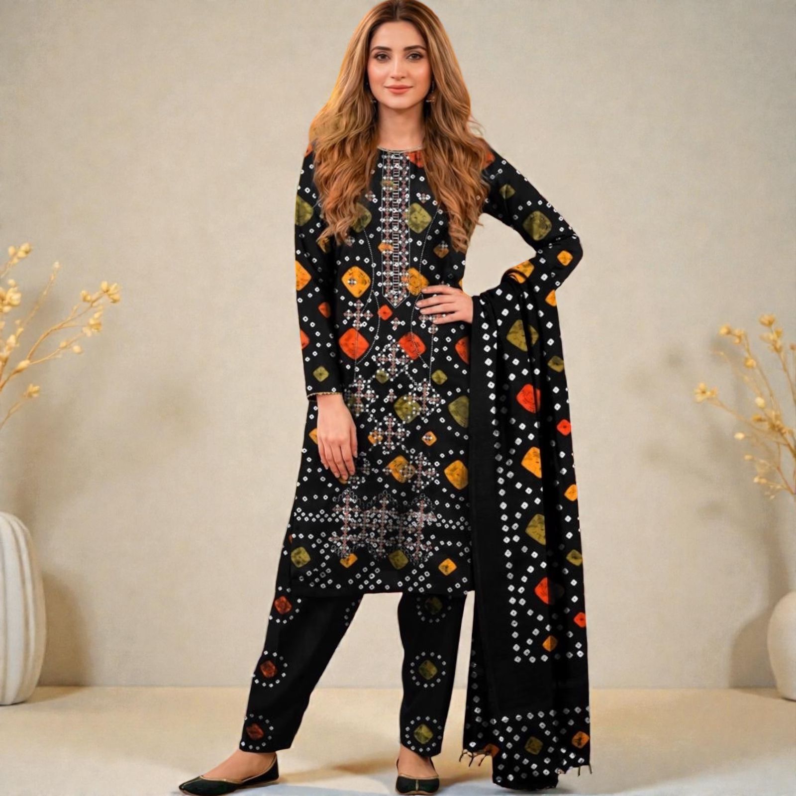 3 Piece Lawn Suit (Kameez, Trouser & Dupatta)