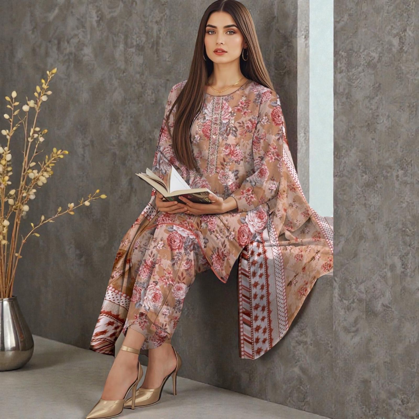 3 Piece Lawn Suit (Kameez, Trouser & Dupatta)