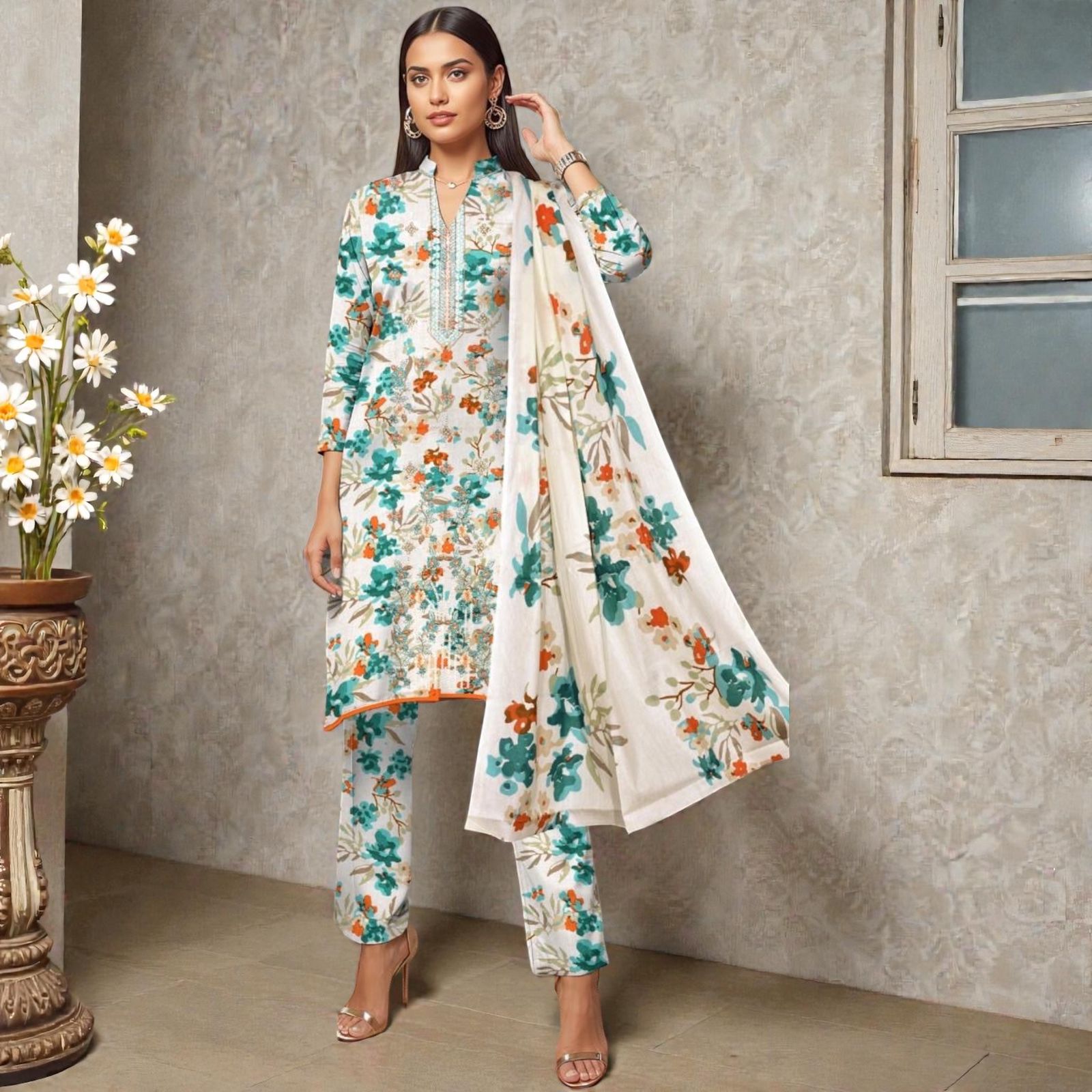 3 Piece Lawn Suit (Kameez, Trouser & Dupatta)