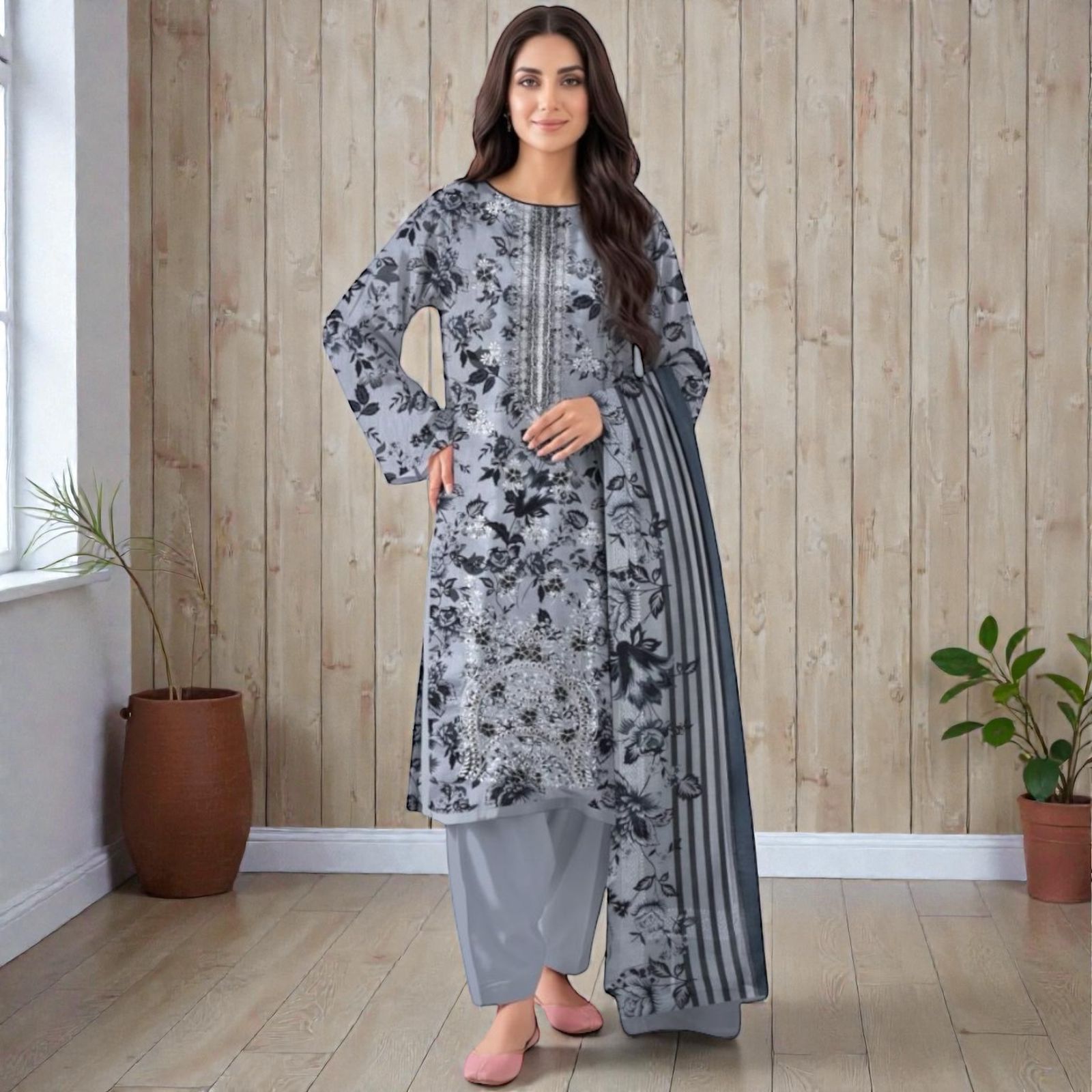 3 Piece Lawn Suit (Kameez, Trouser & Dupatta)