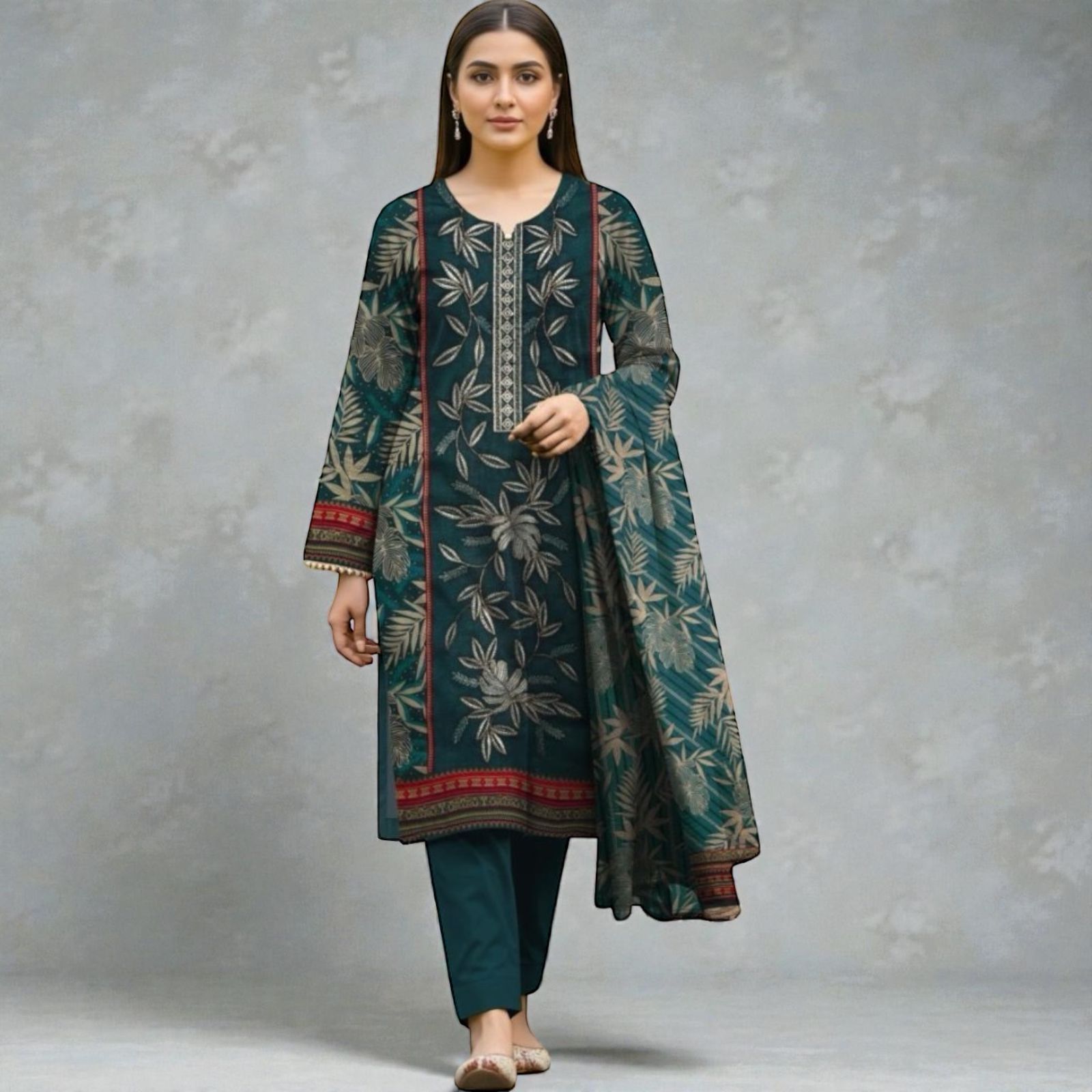 3 Piece Lawn Suit (Kameez, Trouser & Dupatta)
