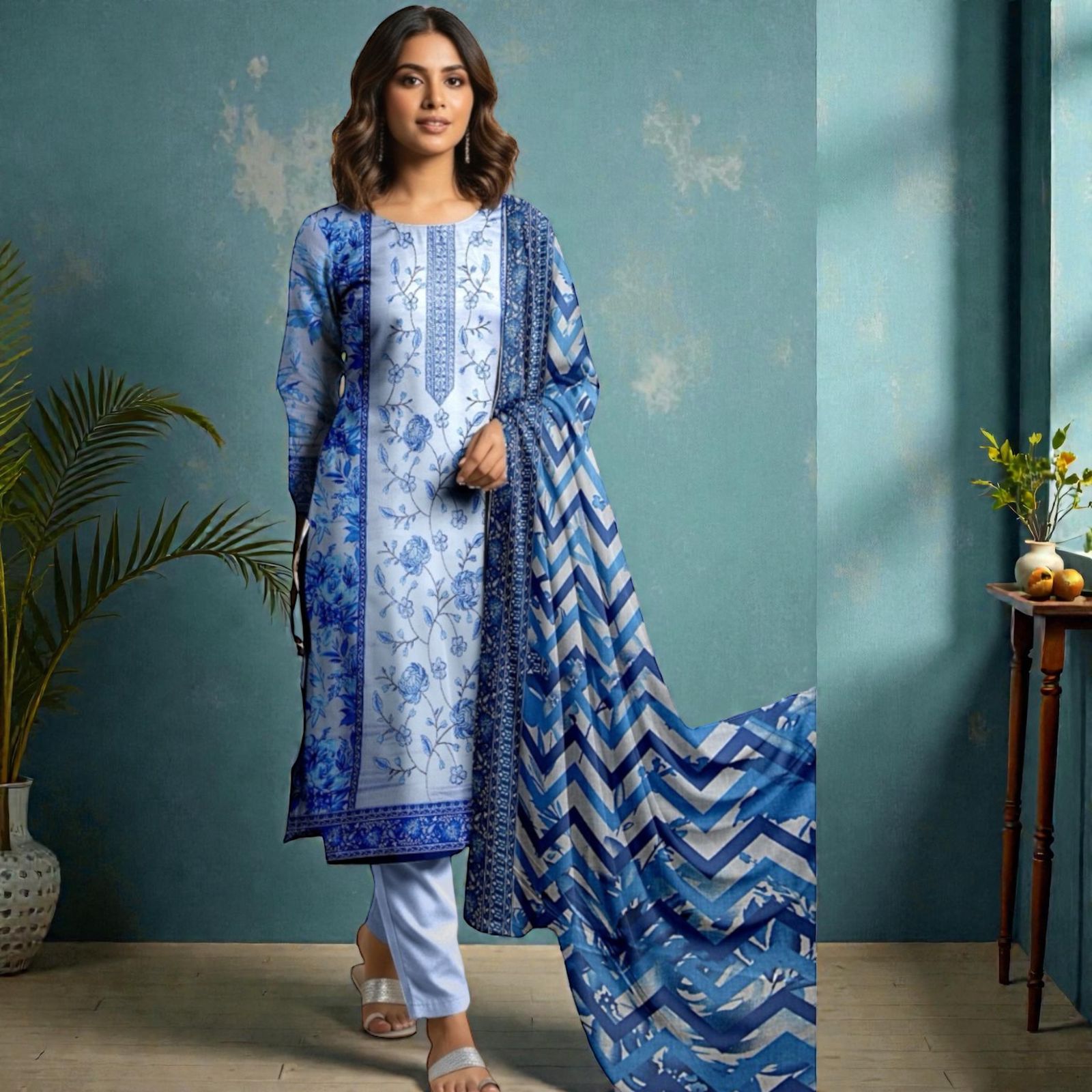 3 Piece Lawn Suit (Kameez, Trouser & Dupatta)