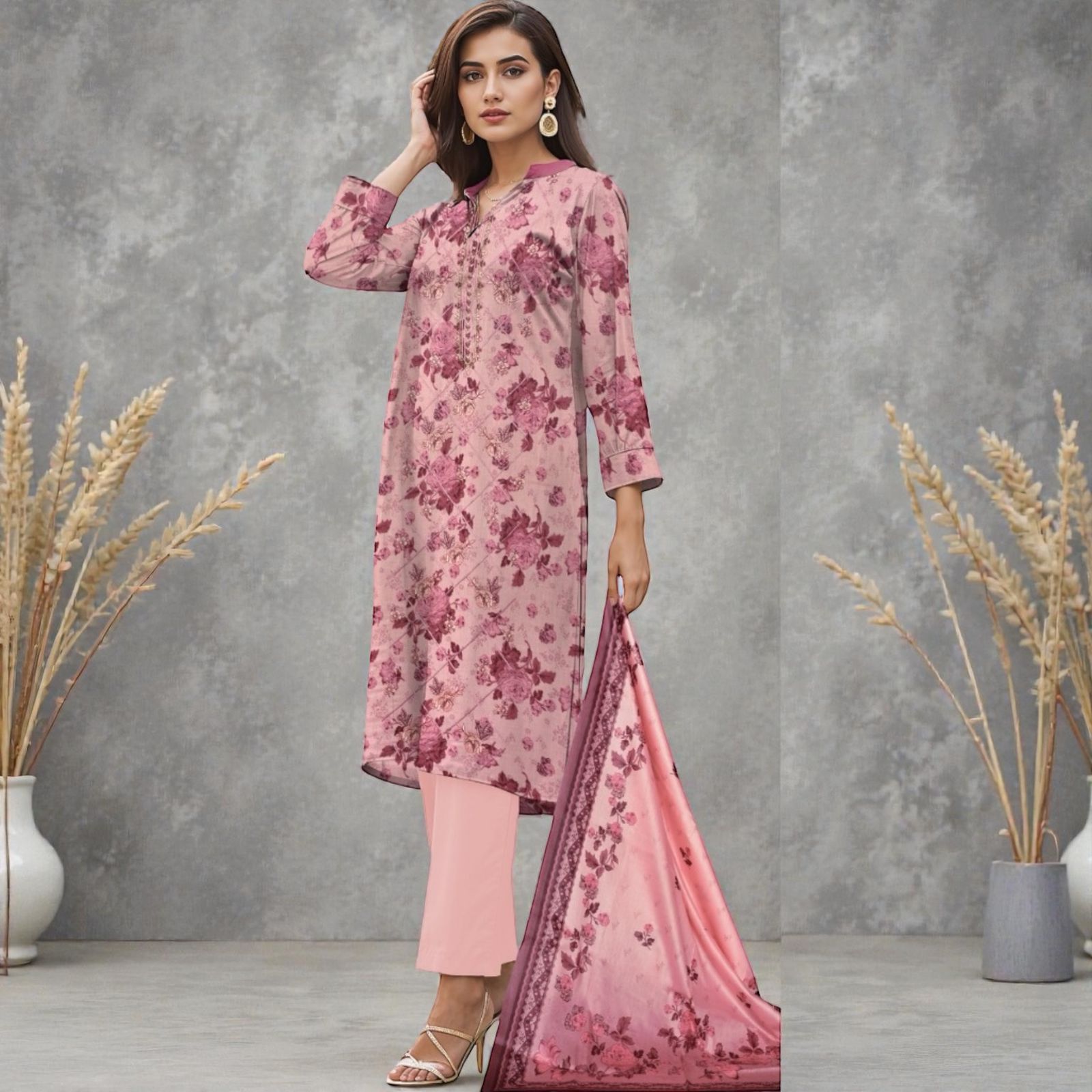 3 Piece Lawn Suit (Kameez, Trouser & Dupatta)