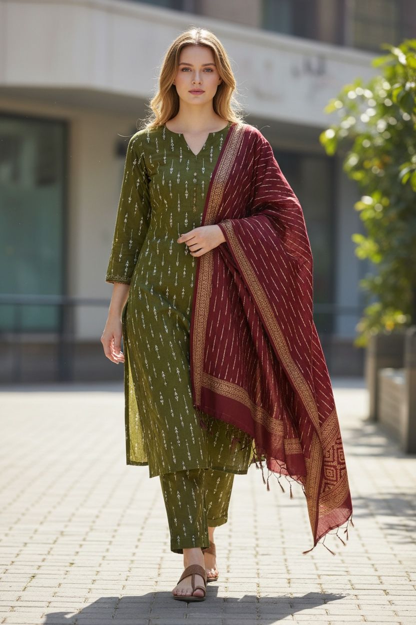 3 Piece Lawn Suit – Printed Kameez, Plain Shalwar & Printed Dupatta