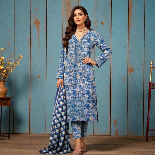 3 Piece Lawn Suit (Kameez, Trouser & Dupatta)
